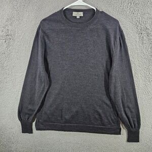 Canali Italy Mens 58 L Extrafine Merino Wool Crewneck Sweater Gray Heathered